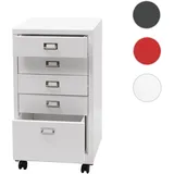 Mendler Rollcontainer HWC-L49, Schubladenschrank Stahlschrank Aktenschrank, Metall 75x40x41cm 5 Schubladen - wei√ü
