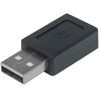 Manhattan USB 2.0 Typ C auf Typ A-Adapter Typ C-Buchse auf Typ A-Stecker schwarz