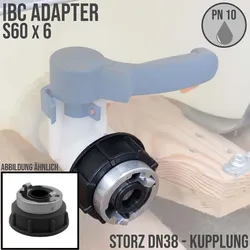 S60 x 6 IBC Adapter auf STORZ DN38 KA51 Übergangsstück Pumpenanschluß Container ...