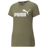 Puma Damen T-Shirt - Essentials Logo Tee (S), Rundhals, Kurzarm, uni Dunkelgrün XS
