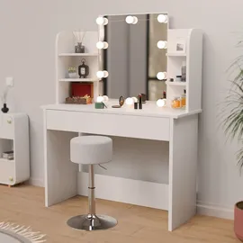 Juskys Schminktisch Lichterkette 8 W mit 10 LED Lampen & USB - Helligkeit einstellbar - Weiß