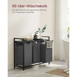 Songmics VASAGLE Wäschekorb 3 Fächer, mit Ablage, ausziehbar abnehmbar, 3 x 38 L