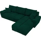 bromarkt Ecksofa NUBES Schlaffunktion Bettkasten L-Form 298x184x85cm Grün - Grün