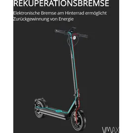 Vmax E-Scooter mit Straßenzulassung (ABE), Elektroscooter mit Blinkern, Elektroroller Max.20km/h, 70km Reichweite - Schwarz