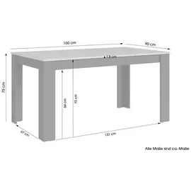 byLIVING Esstisch NORI, Breite 160 cm anthrazit/Artisan Eiche (Eiche-Optik)