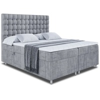 ALTDECOR Boxspringbett VIONE, Polsterbett mit Kopfteil und Bettkasten 160x200 - Grau Samt