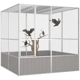 vidaXL Vogelkäfig Grau 213,5x217,5x211,5 cm Verzinkter Stahl