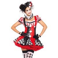 Leg Avenue 83929 - Harlequin Clown Damen Kostüm, Größe S (Schwarz Rot)