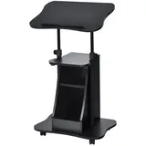 Costway Laptoptisch Auf Rollen, Projektionstisch Hoehenverstellbar, Stehtisch, Rollwagen Mit Schwenkplatte, Ideal Fuer Heim- Und Buerobedarf, Schwarz