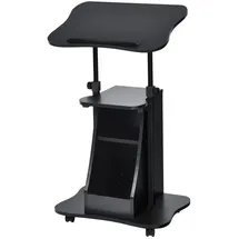 Costway Laptoptisch Auf Rollen, Projektionstisch Hoehenverstellbar, Stehtisch, Rollwagen Mit Schwenkplatte, Ideal Fuer Heim- Und Buerobedarf, Schwarz