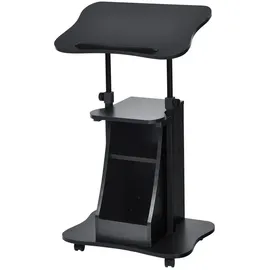 Costway Laptoptisch Auf Rollen, Projektionstisch Hoehenverstellbar, Stehtisch, Rollwagen Mit Schwenkplatte, Ideal Fuer Heim- Und Buerobedarf, Schwarz
