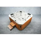 purehaven Outdoor-Whirlpool 215x215 cm für 5 Personen mit 53 Massagedüsen Heizung Farblicht und Thermoabdeckung UV-Wasseraufbereitung 2 Liegeflächen