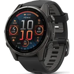 Garmin Fenix 8 (43mm) AMOLED Sapphire Titan Multisport-Smartwatch - schwarz/carbongrau