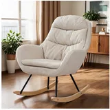 HAUSS SPOLE Schaukelstuhl Relaxsessel Polstersessel mit Taschenfederkern, Cordstoff,Metallrahmen beige