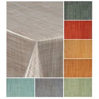 Laro Wachstuch-Tischdecke Wachstischdecke Gartentischdecke Leinenoptik, Muster:Leinenoptik Beige Braun, Größe:110x140