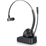 CSL Bluetooth Ladestation, Kopfhörer mit flexiblem Mikrofon, Noise Cancel, Multipoint, BT 5.3, kabellos, für Smartphone & Schwarz