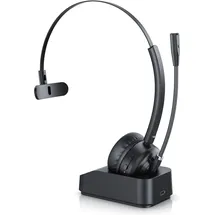 CSL Bluetooth Ladestation, Kopfhörer mit flexiblem Mikrofon, Noise Cancel, Multipoint, BT 5.3, kabellos, für Smartphone & Schwarz