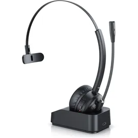 CSL Bluetooth Ladestation, Kopfhörer mit flexiblem Mikrofon, Noise Cancel, Multipoint, BT 5.3, kabellos, für Smartphone & Schwarz