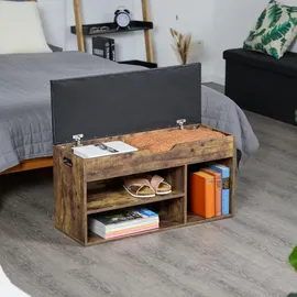 Relaxdays Schuhbank 80 x 46 x 30 cm 3 Fächer braun/schwarz