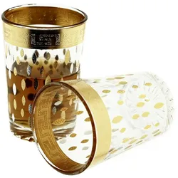 12 Tlg. Gläser-Set ca. 200 ml Transparent mit silbernen und goldenen Details