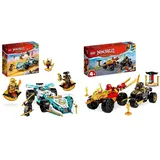 LEGO 71789 NINJAGO Verfolgungsjagd Set mit Kais Flitzer und Ras' Motorrad & 71791 NINJAGO Zanes Drachenpower-Spinjitzu-Rennwagen