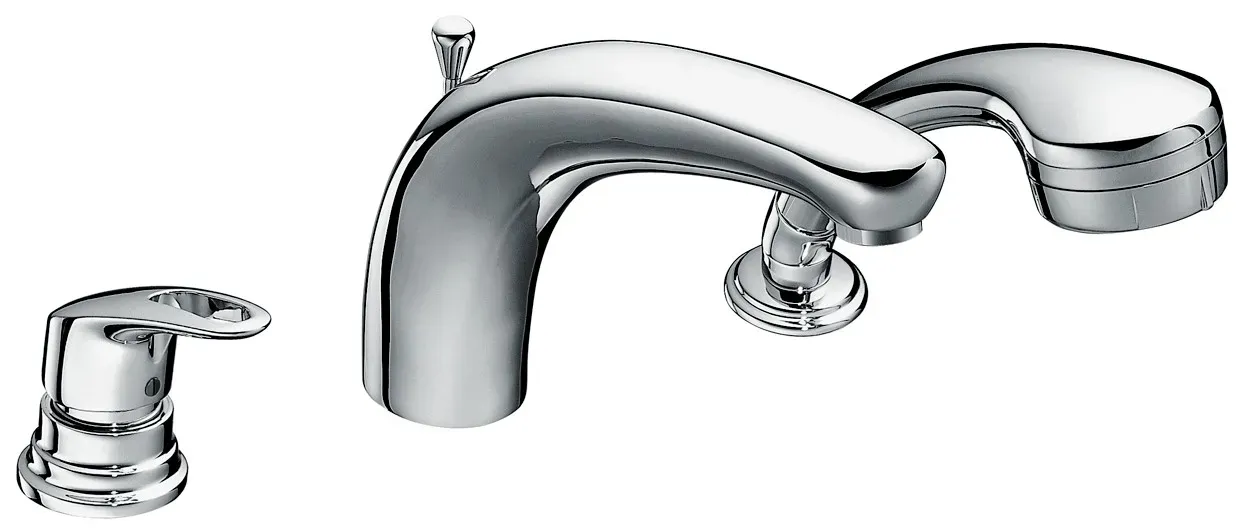 KAJA-MIX m. Bügelhebel EH-Dreiloch-Wafü-u. Brauseb., Wannenrand m., velourschrom 36470-E