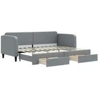 VidaXL Tagesbett Ausziehbar mit Schubladen Hellgrau 80x200 cm Stoff