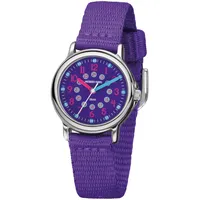JACQUES FAREL Kinder-Armbanduhr Analog Quarz mit Textilband extra weich Violett Lila KCF 089