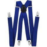 axy Hosenträger für Herren breit 2,5 cm in X-Form mit 4 Hosenträger Clips extra stark längenverstellbar 25mm (Blau)