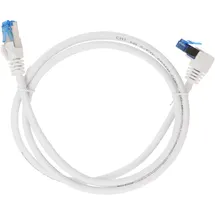goobay CAT 6A Patchkabel 1x 90° gewinkelt, S/FTP (PiMF), Weiß, 2 m