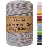 OurTop Premium Makramee Garn Graulila, 3mm x 300m Macrame Cord Makramee Schnur Makramee Kordel, Garn für DIY Handwerk, Weben Dekoration, Hängepflanze Pflanze Aufhänger