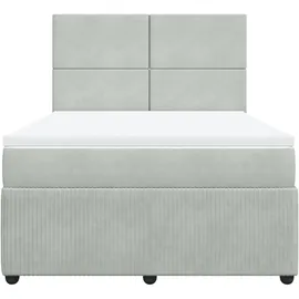 vidaXL Boxspringbett mit Matratze Hellgrau 160x200 cm Samt