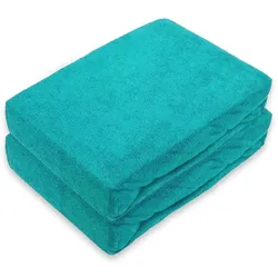 EXKLUSIV HEIMTEXTIL Frottee Spannbettlaken Marke Doppelpack 90 x 200 cm Türkis