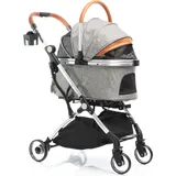 fudajo 2in1 Hundebuggy zusammenklappbar in Grau, Hundewagen aus Aluminium mit Abnehmbarer Hundetragetasche, für kleine bis mittlere Hunde und Katzen
