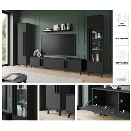 INOSIGN Wohnwand »Helsinki, Modernes Set mit verglaster Vitrine« Komplett-Set, 4 Stk. tlg., schwarz