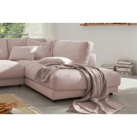 KAWOLA Ecksofa Madeline Cord Recamiere rechts rosa