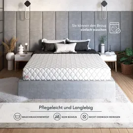 Fdm Kepler Taschenfederkernmatratze 160x200 cm 7-Zonen Matratze Höhe 20 cm Punktelastizität Härtegrad H3 H4 Polyurethan-Schaum Matratzenbezug Jersey