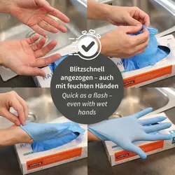 Nitrilhandschuhe Rapid-On Super schnelles Anziehen puderfrei L 100 Stück ideal bei feuchten, schwitzigen Händen