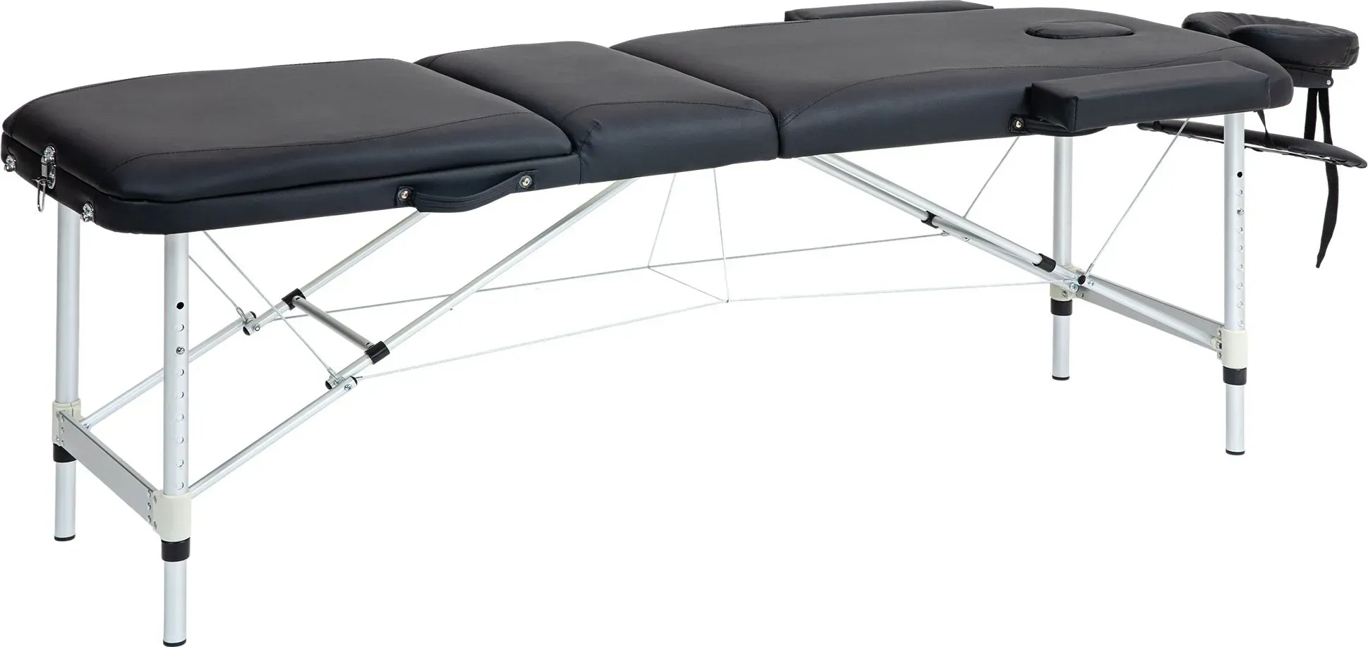 HOMCOM Klappbarer Massagetisch mit Höhenverstellung, Professioneller Massagetisch aus Aluminium und Kunststoff, 215x60x61-84 cm, Schwarz   Aosom