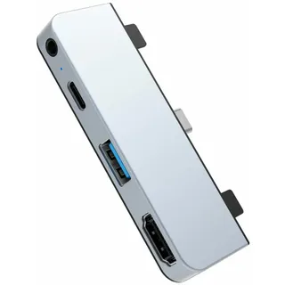 Hyper Drive HD 319E USB C Hub Für iPad Pro - 3.5mm Audio, USB-C Power, USB-A 3.0- Silber