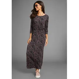 LAURA SCOTT Jerseykleid Midilänge Geblümt Schwarz/Rosa 38