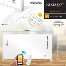 Kesser KESSER® Infrarotheizung Energiesparend Infrarot Standgerät & Wandmontage Elektroheizung mit Fernbedienung Thermostat & App-Steuerung Elektrisch Heizpaneel Heizung Konvektor Standfüße