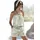 LASCANA Kurzoverall LASCANA, Damen, Gr. 42, N-Gr, grün (schilfgrün, creme bedruckt), Crêpe, Obermaterial: 100% Viskose, bedruckt, figurumspielend kurz, ohne Ausschnitt, Overalls Kurzoverall, mit Alloverprint, sommerlicher Jumpsuit, Bandeau