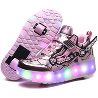 Unisex-Kinder LED Rollschuhe mit Rollen 7 Farben Lichter Leuchtend Rollenschuhe USB Aufladbare Blinken Skateboardschuhe Outdoor Doppelräder Sportschuhe für Mädchen Jungen - 37 EU