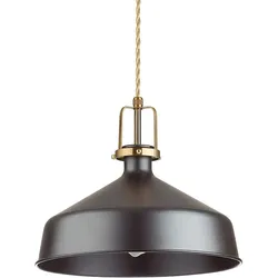 Ideal Lux Pendelleuchte ERIS-1, E27, Metall / Satingold-Details / Stoffkabel, Schwarz IDEA-249056
