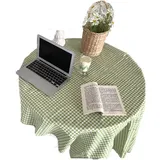 Karierte Tischdecke aus Baumwolle, kleine runde Tischdecke, kleine Couchtischdecke, Leinen, Tischdecke Gingham-Tischdecken Baumwollleinen für Küche, Esszimmer, Tischdekoration(Grün#70 * 70Cm)