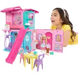Barbie Chelsea Pop-up-Puppenhaus mit Puppe und über 15 Accessoires, Haus erwei