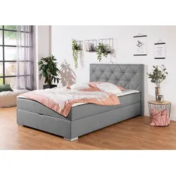 Boxbett INOSIGN "Tynan", grau, B:154cm L:210cm, Komplettbetten, Boxspringbett, wahlweise mit Bettkasten, in H2, H3 & H4 erhältilich