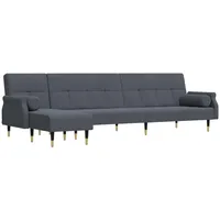 vidaXL Schlafsofa in L Form, Ecksofa mit Schlaffunktion, Bettcouch für Wohnzimmer, Couch Sofa Eckcouch Schlafcouch Samtsofa, Dunkelgrau Samt