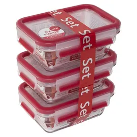 Emsa Clip & Close rechteckig transparent 0,45 l 3-teiliges Set